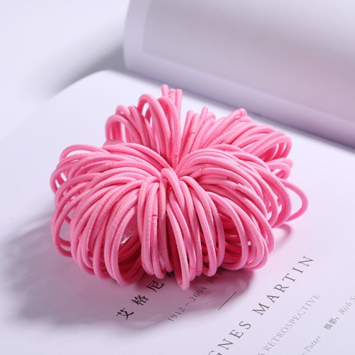 

100 PCS Candy Colors Nylon Rubber Bands Children Safe Elastic Hair Bands(Pink)