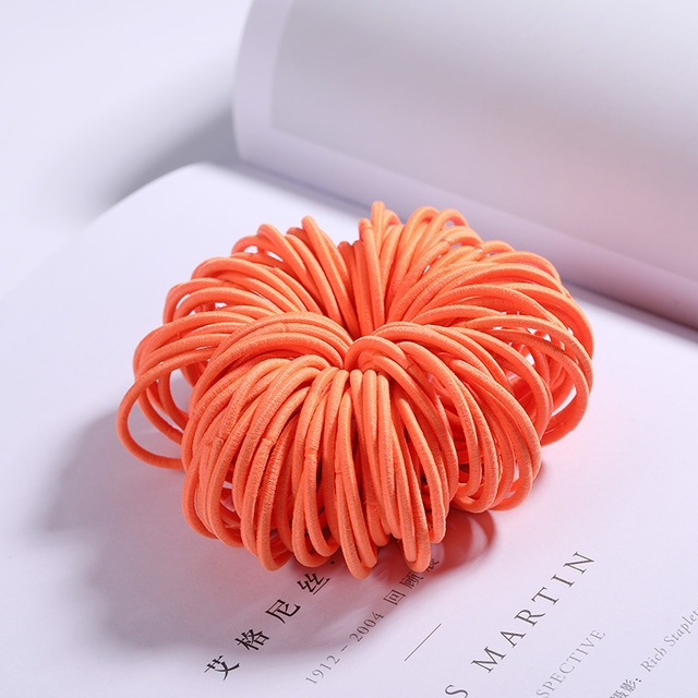 

100 PCS Candy Colors Nylon Rubber Bands Children Safe Elastic Hair Bands(Orange)