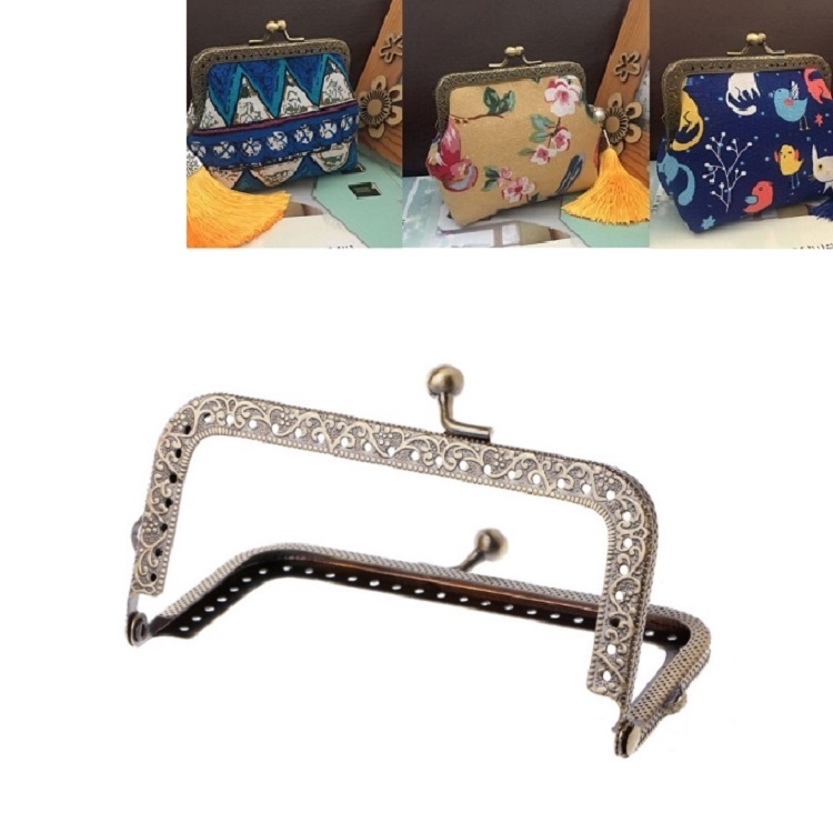 

10 PCS Square Embossed Wallet Handbag Metal Handle, Size:20cm