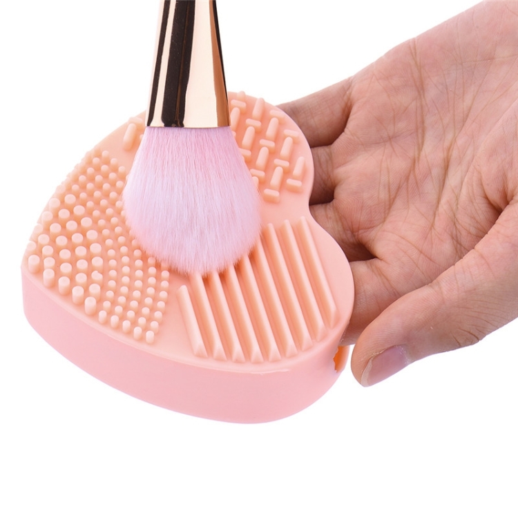 

Heart Shape Clean Make Up Wash Brush Silica Glove Scrubber Board Cosmetic Cleaning Tool(Beige)