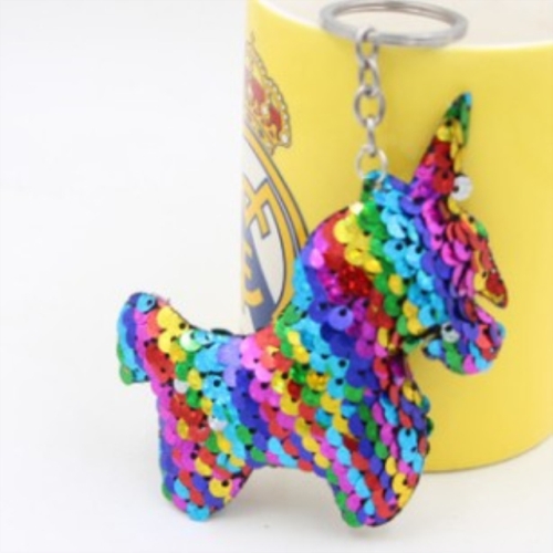 

5 PCS Double-sided Reflective Sequined Unicorn Keychain Colorful Sequins Ladies Bag Car Animal Cartoon Shape Pendant(Multi)