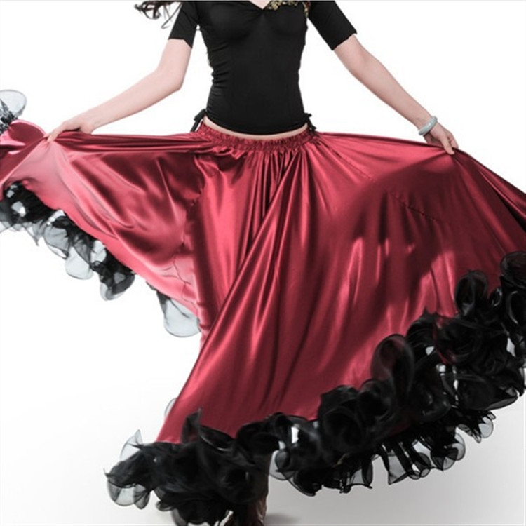 

Women Ballroom Dress Belly Dance Skirt Show Dress, Size:360 Degrees(Wine Red)
