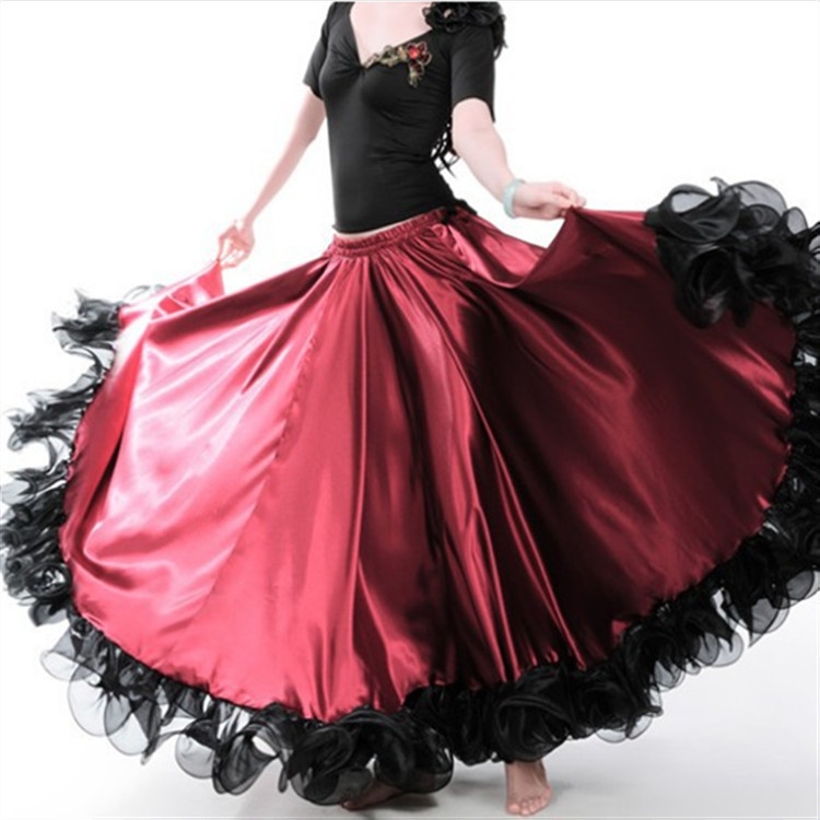

Women Ballroom Dress Belly Dance Skirt Show Dress, Size:540 Degrees(Wine Red)