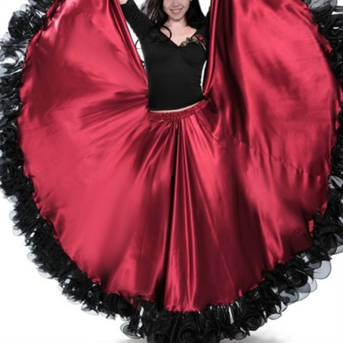 

Women Ballroom Dress Belly Dance Skirt Show Dress, Size:720 Degrees(Wine Red)