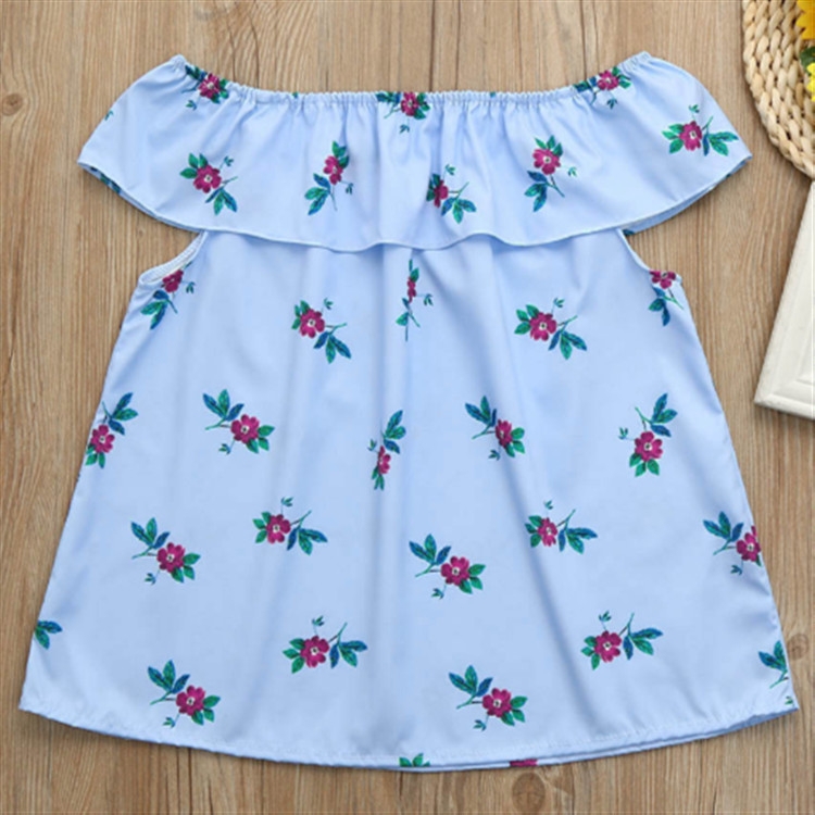 

Summer Print Sleeveless Sling T-Shirt for Children, Size:100CM(Blue)