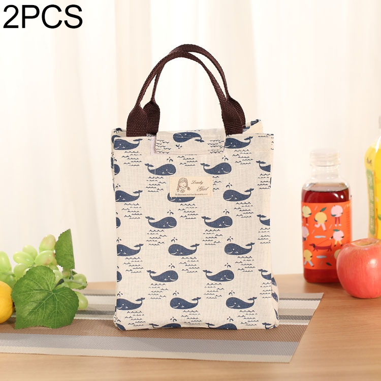 

2 PCS Fashion Animal Canvas Portable Insulation Bag Lunch Bag Lunch Box Bag(whale)
