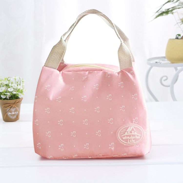 

Striped Dot Portable Thermal Insulated Cold Keep Food Safe Warm Lunch Bag(Pink Bow)