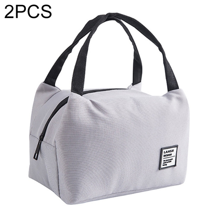 

2 PCS Canvas Box Tote Bag Thermal Cooler Food Lunch Bags Waterproof Handle Carrying Lunch Bag(Gray)