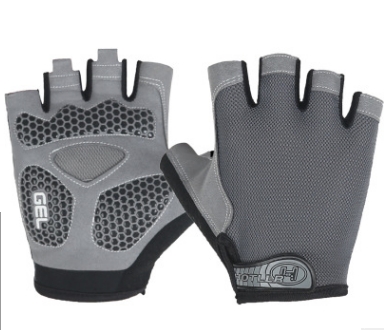 

Cycling Shock Absorbing Anti-Slip Gloves Fitness Weight Lifting Training Half-finger Gloves, Size:L(Grey)
