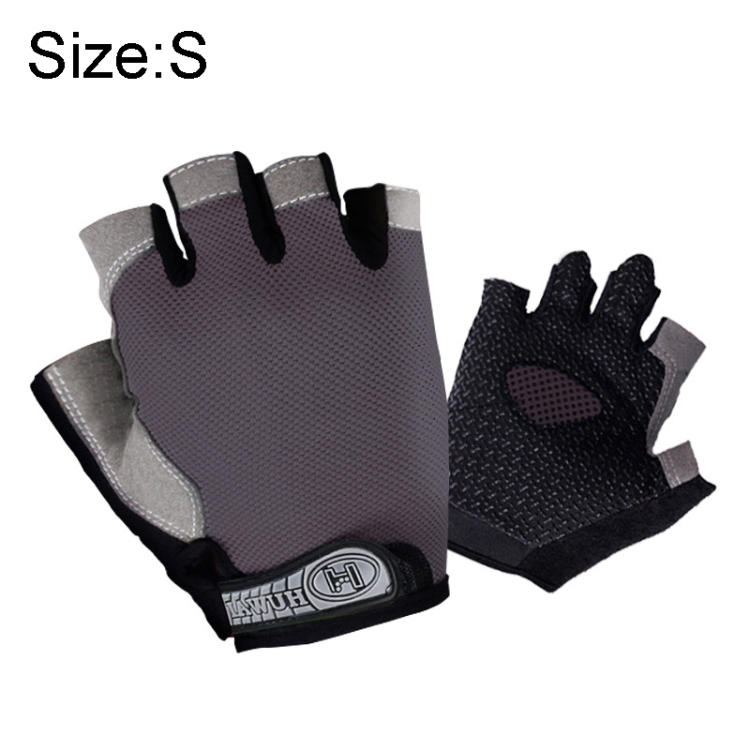 

Summer Men Women Fitness Gloves Gym Weight Lifting Cycling Yoga Training Thin Breathable Antiskid Half Finger Gloves, Size:S(Gray)