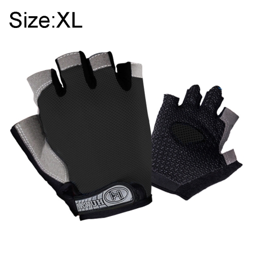 

Summer Men Women Fitness Gloves Gym Weight Lifting Cycling Yoga Training Thin Breathable Antiskid Half Finger Gloves, Size:XL(Black)