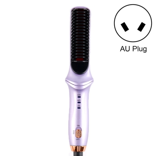 

Multifunctional Curling & Straightening Dual-purpose Electric Negative Ion Hair Straightening Comb, Specification:AU Plug(510 Purple)