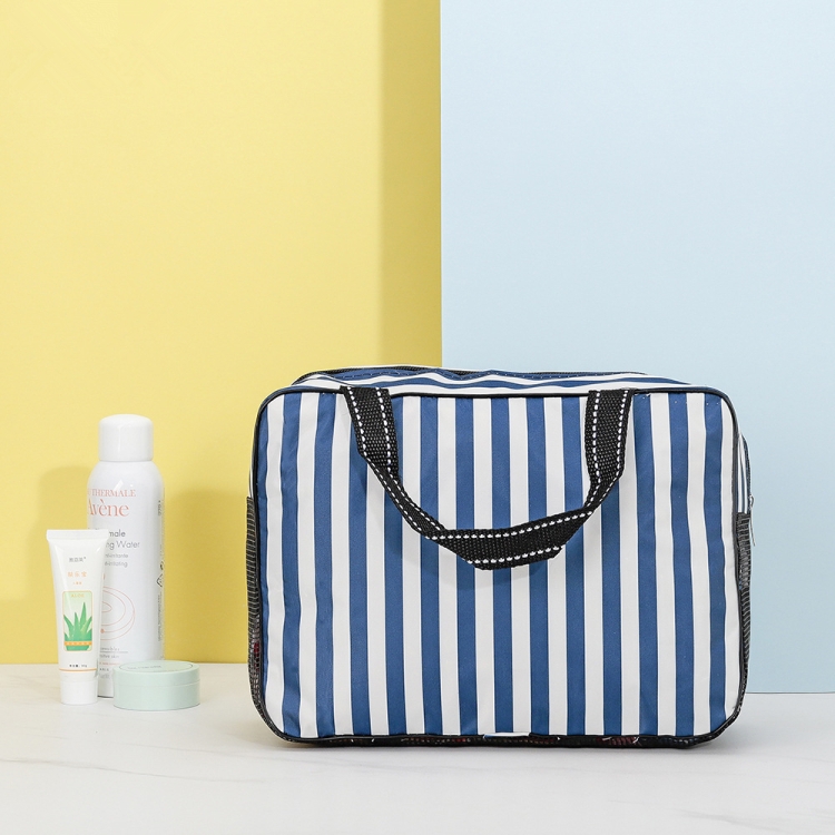 

Unisex Stripe Waterproof Bath Cosmetic Storage Bag Travel Bag(Blue)