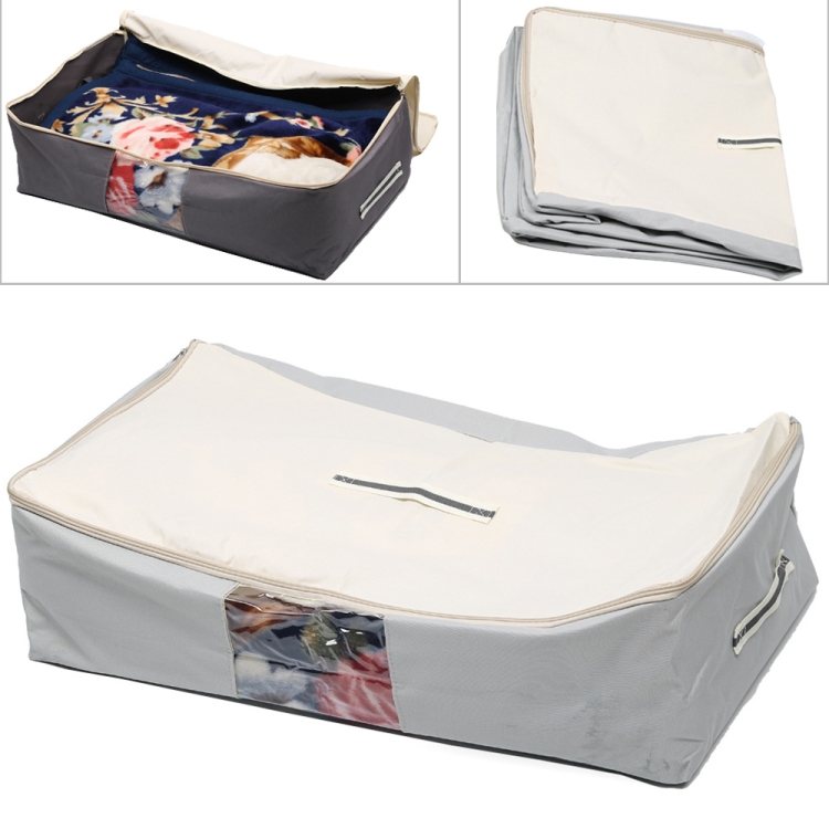 

Foldable Oxford Cloth Quilt Container Blanket Clothing Organizer Waterproof Storage Bag(Light Grey)