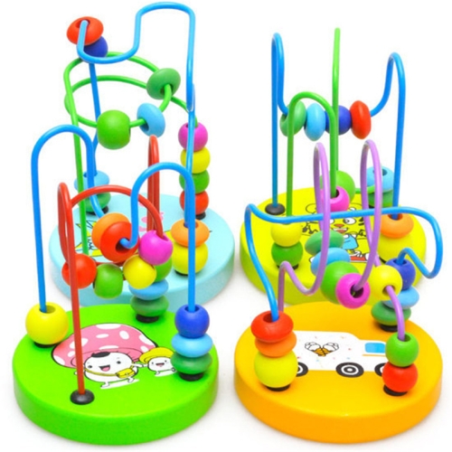 

3pcs Boys Girls montessori Wooden Toys Wooden Circles Bead Wire Maze Roller Coaster Educational Wood Puzzles Kid Toy