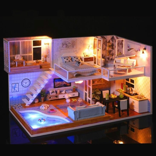 

Meet You Wooden House Furniture DIY Miniature House Dollhouse Toys