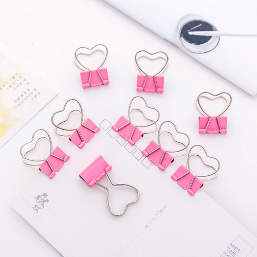 

10 PCS Heart Hollow Metal Binder Clips Notes Letter Paper Clip Office Supplies