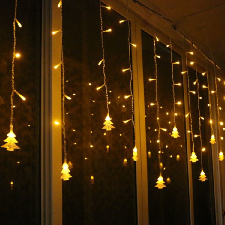

3.5M 96 Leds Curtain Christmas Tree Icicle String Lights Fairy Lights Christmas New Year Lights Wedding Party Decoration, Wattage:110V US Plug(Warm White)