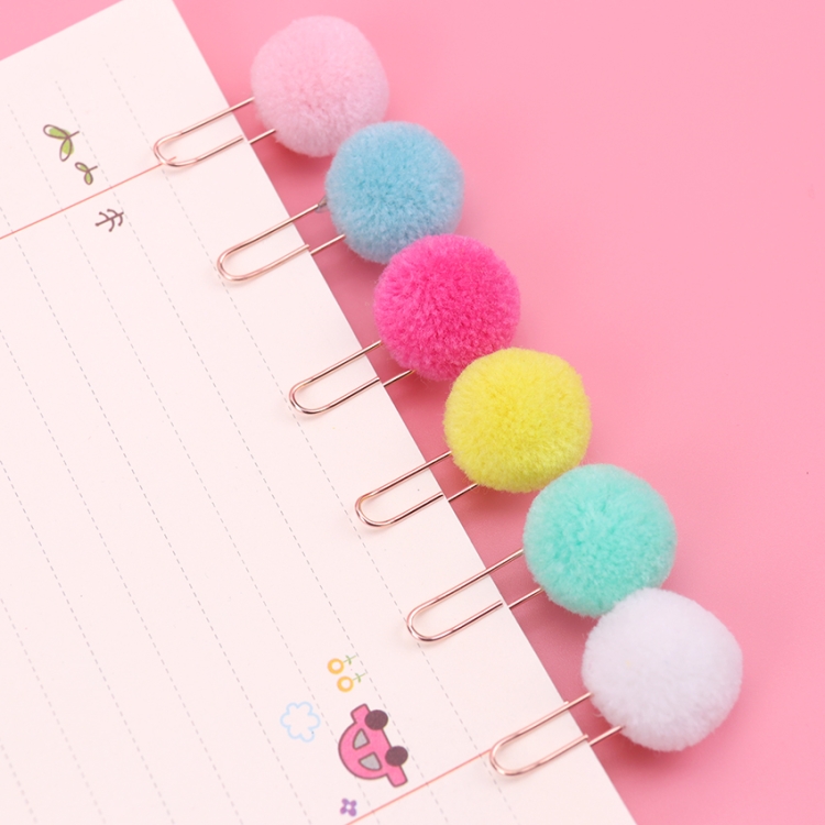 

10 PCS Cute Hairball Rose Gold Clips Paper Clip Fashion Business Lady Style Office Stationery