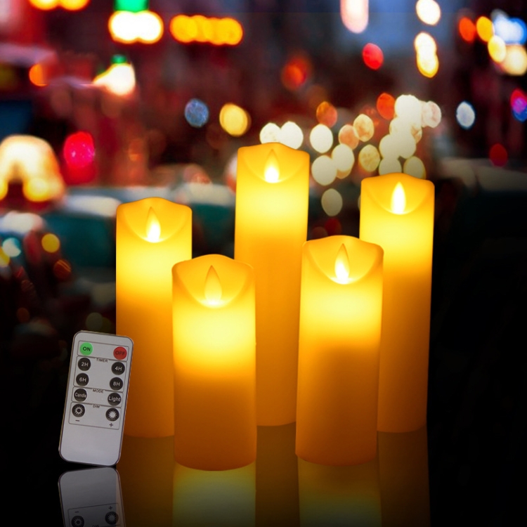 

5 in 1 Remote Control Yellow Light LED Candle Lamp Halloween Christmas Wedding Decorative Light