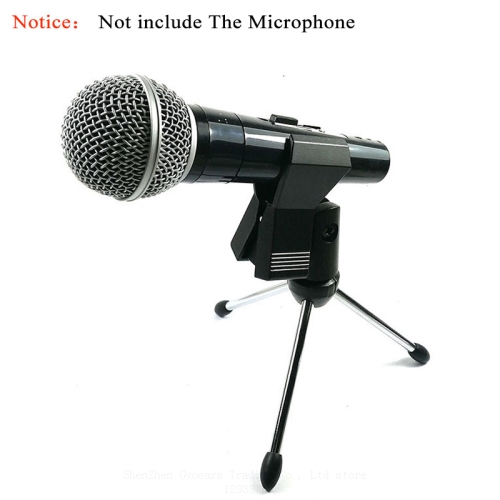 

Microphone Stand Adjustable Microphone Stand Foldable Mic Clamp Clip Holder Stand Metal Tripod(Black)