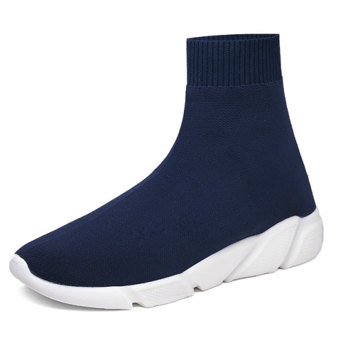 

Knit Upper Breathable Sport Sock Boots Chunky Sneakers High Top Running Shoes for Men / Women, Shoe Size:40(Blue)