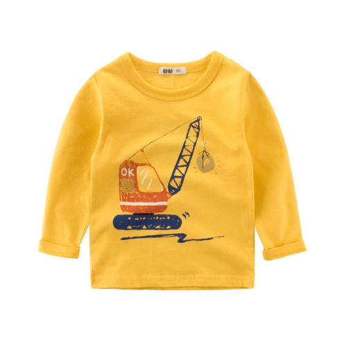 

Long Sleeves T-Shirts Cotton Cartoon Car Shirt Baby Clothes, Kid Size:100cm(Yellow)