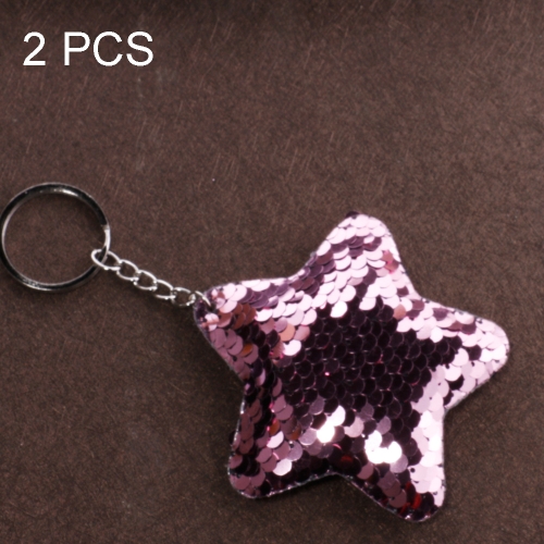 

2 PCS Cute Chaveiro Star Keychain Glitter Pompom Sequins Key Chain Gifts for Women Llaveros Mujer Car Bag Accessories Key Ring(Pink)