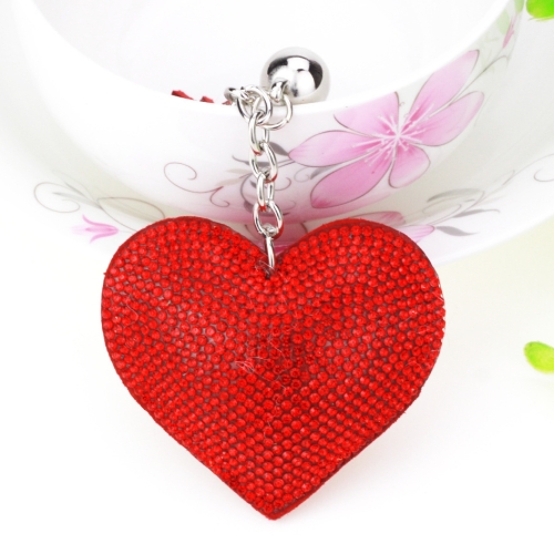 

2 PCS Heart Keychain Leather Tassel Gold Key Holder Metal Crystal Key Chain Keyring Charm Bag Auto Pendant Gift(light red)