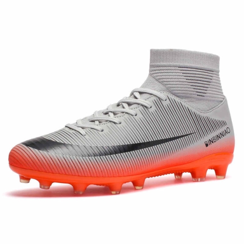 

High Top Non-slip Wearable and Comfortable Football Boots Soccer Cleats for Men, Shoe Size:8.5(Long Spikes Grey)