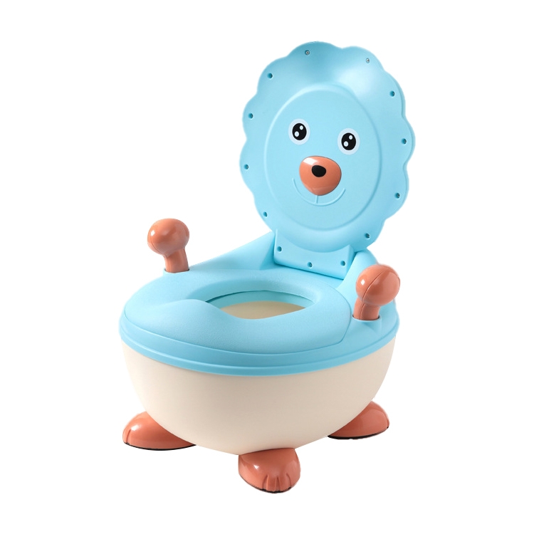 

Children Spacious Backrest Thickened Non-slip Toilet Cute Cartoon Baby Training Toilet, Style:PU Soft Pad(Blue)