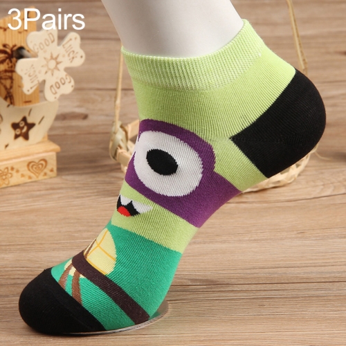 

3 Pairs Cotton Cartoon Pattern Summer Trend Men Socks Boat Socks(Green)