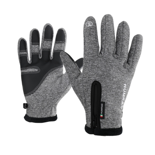 

HUMRAO Outdoor Riding Fleece Warm Non-Slip Touch Screen Gloves Ski Motorcycle Gloves, Size:M(Grey)