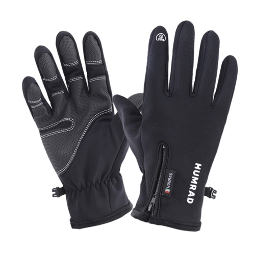 

HUMRAO Outdoor Riding Fleece Warm Non-Slip Touch Screen Gloves Ski Motorcycle Gloves, Size:M(01 Luminous+Logo)