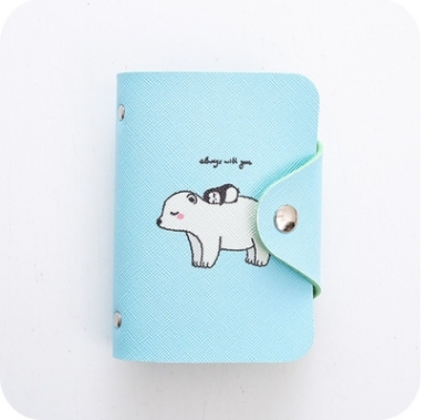 

20-Bits Large Capacity Cartoon Pattern Bank Card Package Card Holder Anti-degrosion(Blue polar bear)