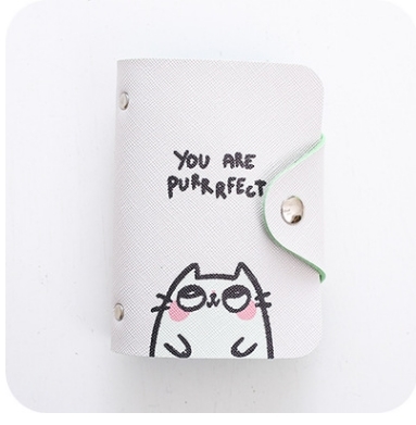 

20-Bits Large Capacity Cartoon Pattern Bank Card Package Card Holder Anti-degrosion(Little white cat)