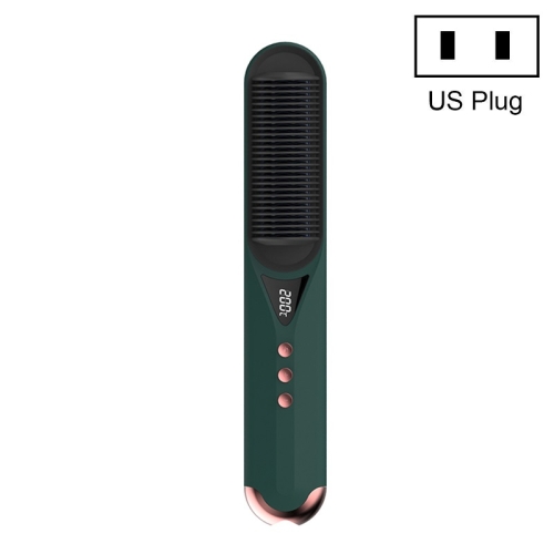 

Curling & Straightening Dual-Use Negative Ions Automatic Constant Temperature Hair Straightening Comb, Colour:01 Green(US Plug)