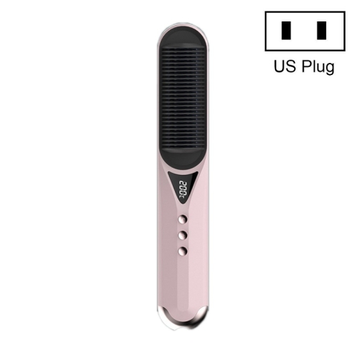 

Curling & Straightening Dual-Use Negative Ions Automatic Constant Temperature Hair Straightening Comb, Colour:01 Pink(US Plug)