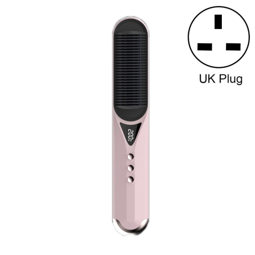 

Curling & Straightening Dual-Use Negative Ions Automatic Constant Temperature Hair Straightening Comb, Colour:01 Pink(UK Plug)