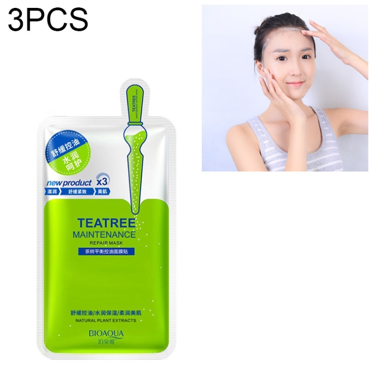 

3 PCS Skin Care Women Face Masks Moisturizing Oil Control Natural Essence Collagen Whitening Mask(Teatree)