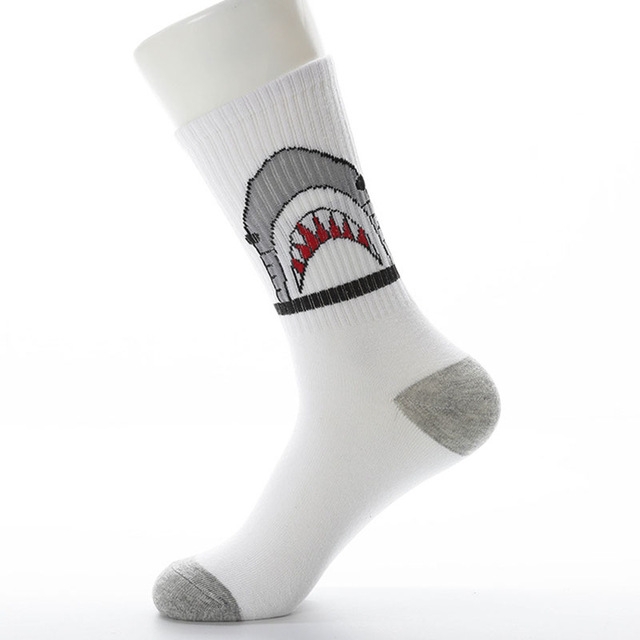 

10 Pairs Cartoon Shark Socks Funny Fashion Cotton Socks(White)