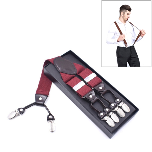 

Adjustable 6 Clips Trousers Strap Clip for Men, Size: 125 x 3.5cm(Red)