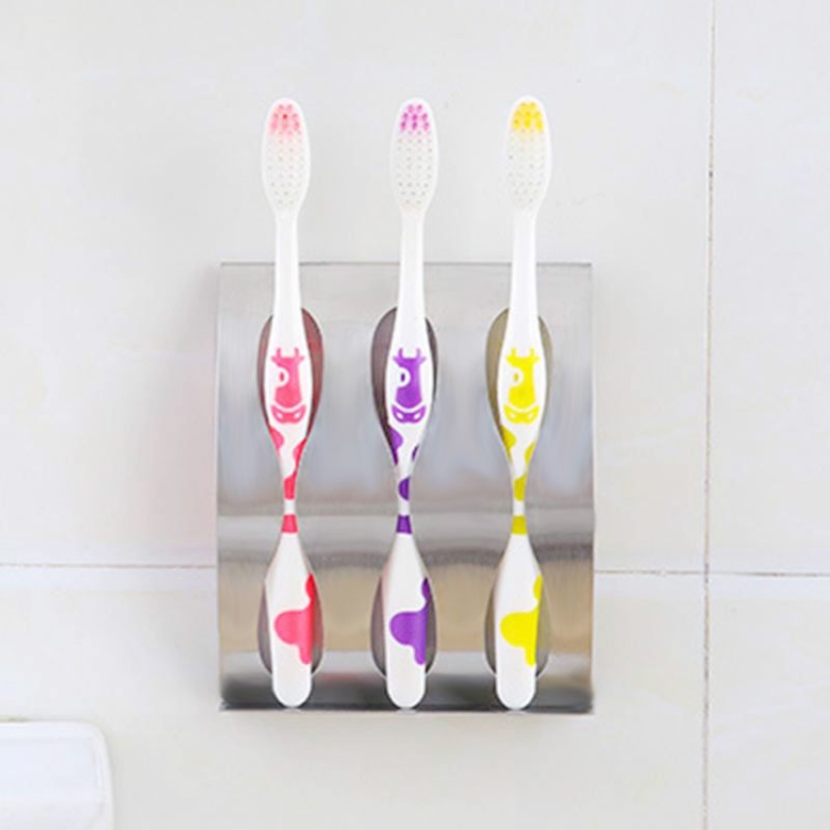 

Self-adhesive Tooth Brush Organizer Box Stainless steel Wall Mount Toothbrush Holder Bathroom(3 Holes)