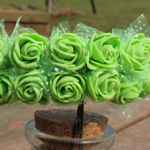 

DIY Mini Foam Rose Artificial Flower Bouquet Multicolor Rose Wedding Flower Decoration Scrapbooking Fake Rose Flower(Green)