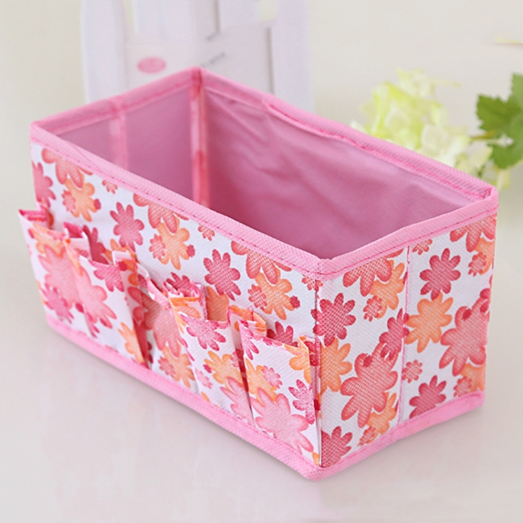 

2 PCS Multifunctional Folding Non-woven Cosmetic Bag Desktop Cosmetic Storage Box Scarf Socks Storage Bag(Pink)