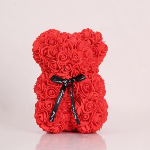 

25cm Bear Shape Artificial Foam Roses Flower Ornament(Red)