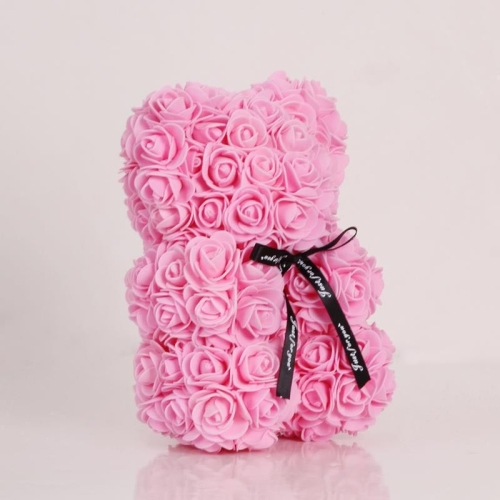 

25cm Bear Shape Artificial Foam Roses Flower Ornament(Deep Pink)