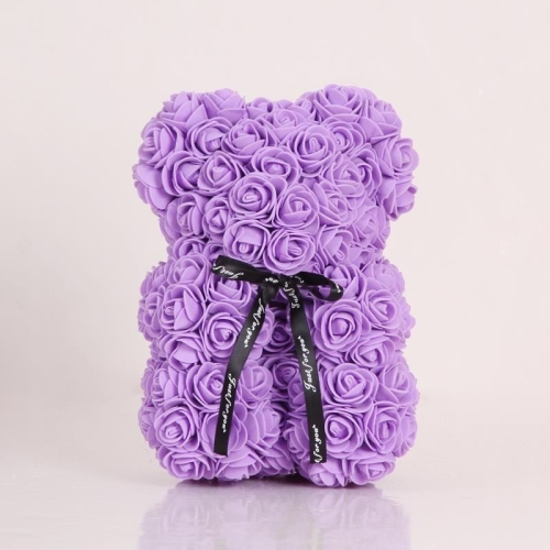 

25cm Bear Shape Artificial Foam Roses Flower Ornament(Purple)