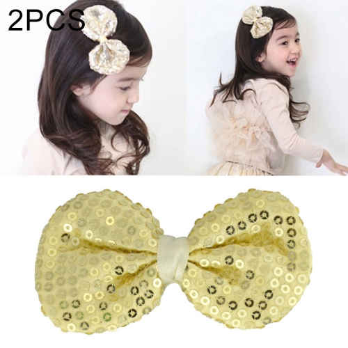 

2 PCS Bow Headdress Multi-layer Sequin Cute Baby Girls Hair Accessories, Size: 8x3.5cm(Cream)