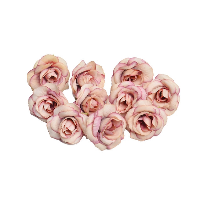 

10 Sets 4cm Artificial Flower Silk Rose Flower Head for Wedding Party Home Decoration(Dark pink)